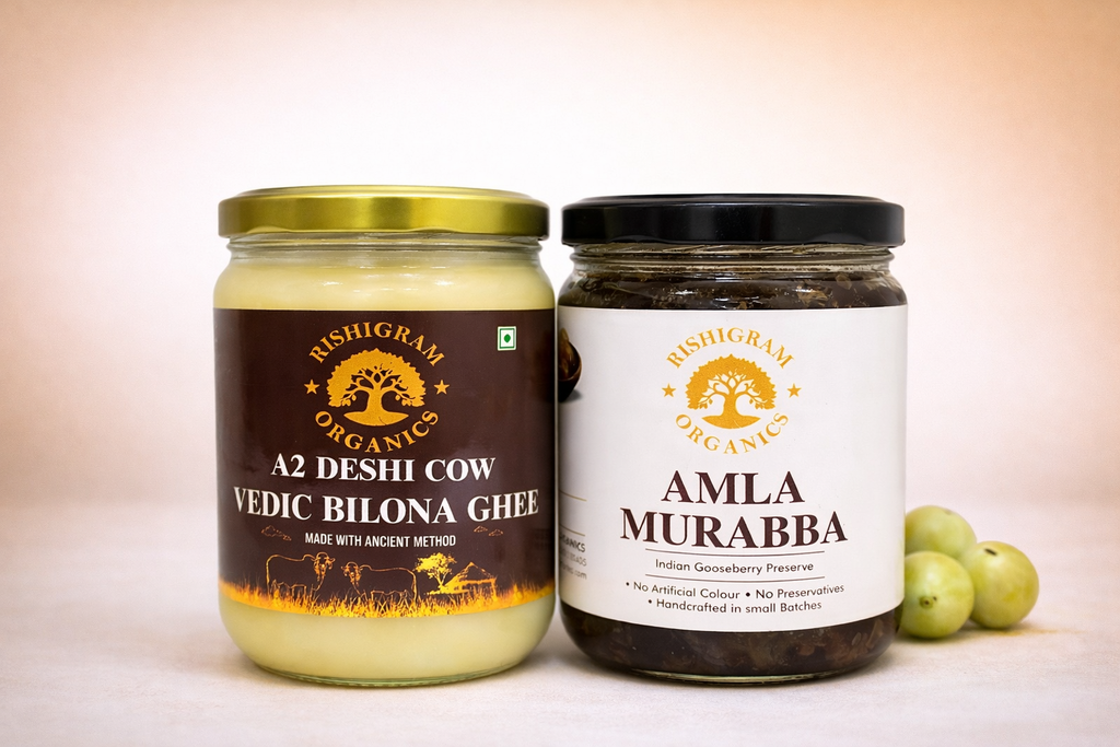 500g A2 Deshi Cow Vedic Bilona Ghee + 500g Amla Murabba Combo