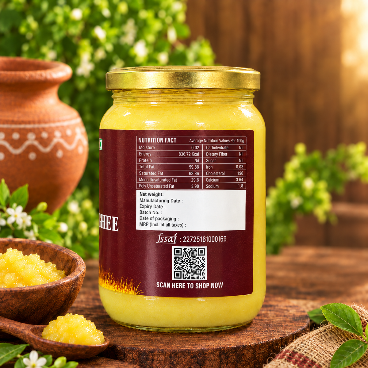 500g A2 Deshi Cow Vedic Bilona Ghee + 500g Amla Murabba Combo